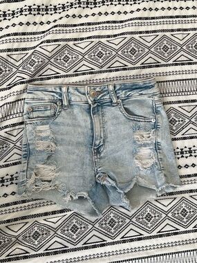 American Eagle Light Blue Distressed Denim Shorts